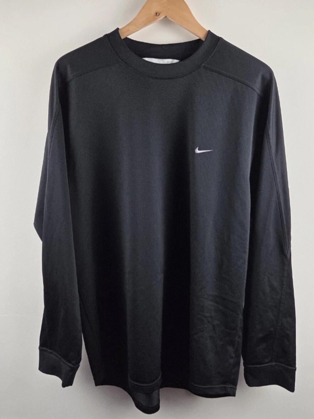 Y2k Nike Streetwear Shirt Mens XL Black Long Sleeve T Shirt Crewneck Swoosh Logo